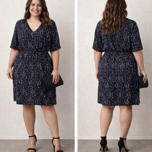 New Apt. 9 geometric print faux wrap dress workwear XL office party chic